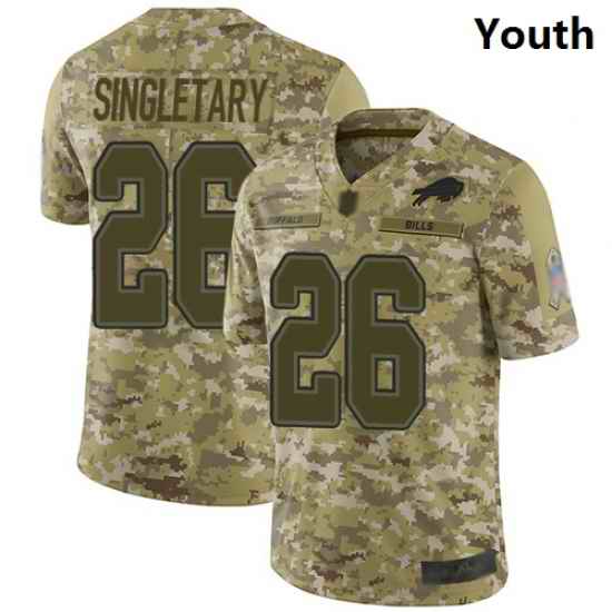 Bills #26 Devin Singletary Camo Youth Stitched Football Limited 2018 Salute to Service Jersey